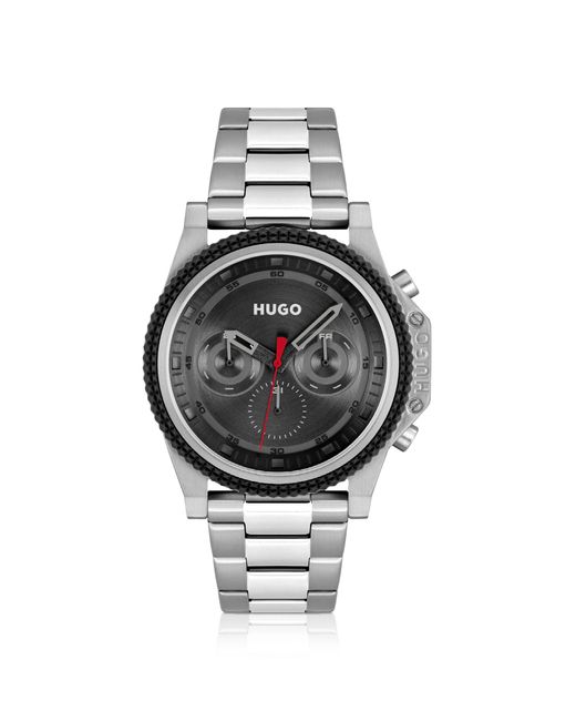 HUGO Link-bracelet Watch With Silicone Bezel And Black Dial for men