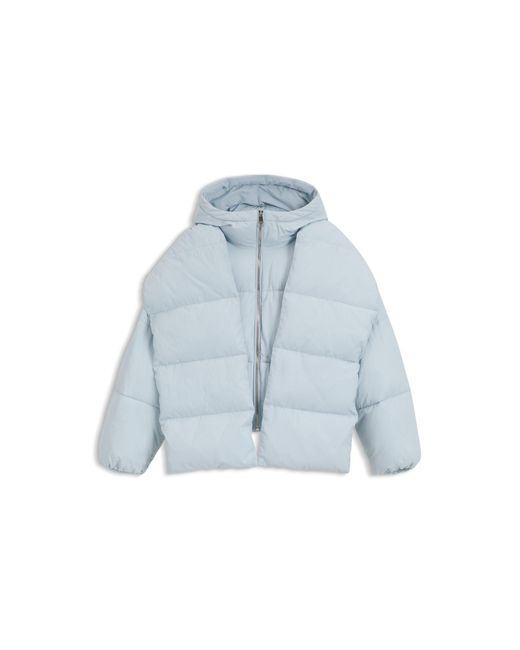 Boss Blue Water-Repellent Padded Jacket With Detachable Sleeves And Scarf
