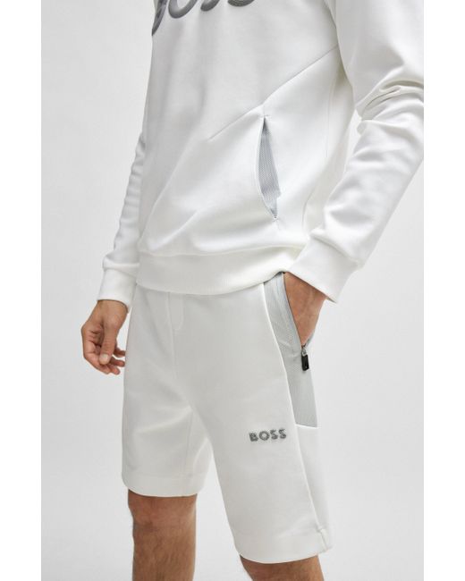 Boss Shorts aus Baumwoll-Mix mit erhabenem 3D-Logo in White für Herren