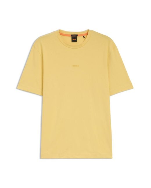 Boss Relaxed-Fit T-Shirt Aus Stretch-Baumwolle Mit Logo-Print in Yellow für Herren