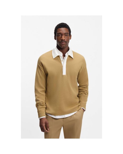 Boss Metallic Contrast-Collar Sweater for men