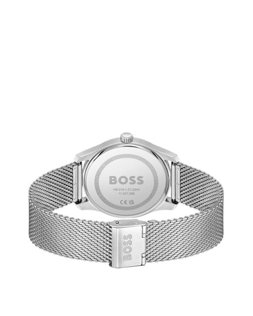 Boss Horloge Met Blauwe Wijzerplaat En Polsband Met Meshstructuur in het Blue voor heren