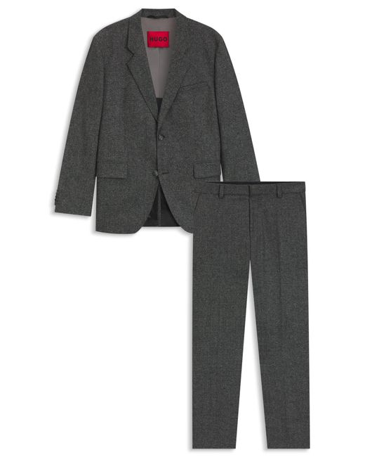 HUGO Modern-Fit Tweed-Anzug Aus Woll-Mix in Black für Herren