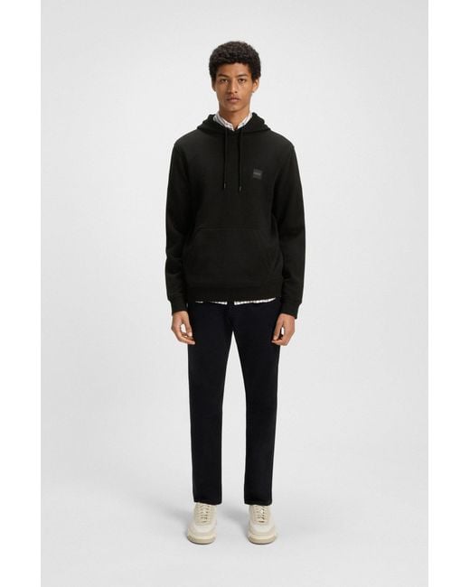 Boss Hoodie Van Katoenen Badstof Met Logopatch in het Black voor heren