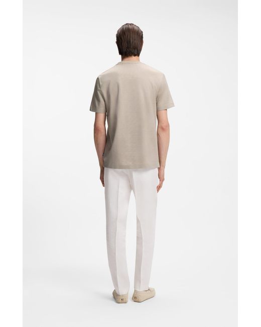 Boss T-Shirt Aus Merzerisierter Baumwolle Mit Dreifarbigem Jacquard-Muster in Natural für Herren