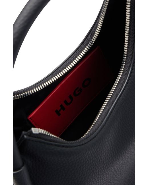 HUGO Black Faux-leather Crossbody Bag With Logo Lettering