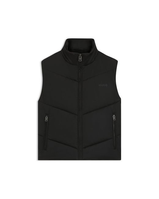 HUGO Black Water-Repellent Gilet With Tonal Logo for men