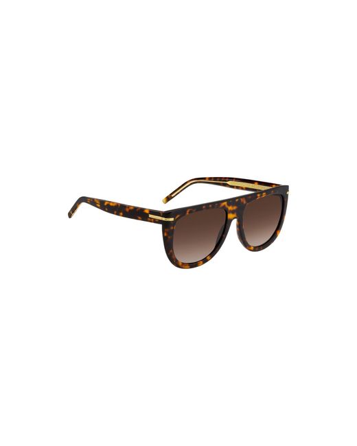 Boss Brown Havana-Acetate Sunglasses With-Tone Hardware