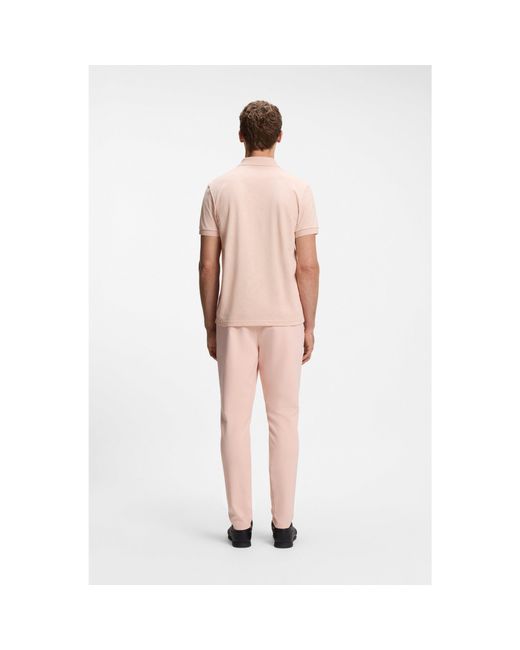 Boss Pink Cotton-Piqué Polo Shirt With All-Over Print for men