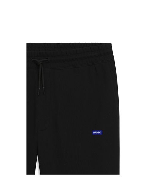 HUGO Black Cotton-Terry Tracksuit Bottoms With Logo Patch for men