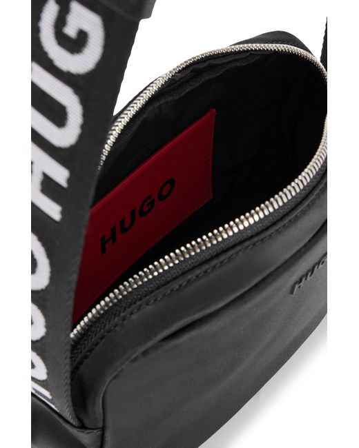 HUGO Black Logo-detail Crossbody Bag With Branded Strap