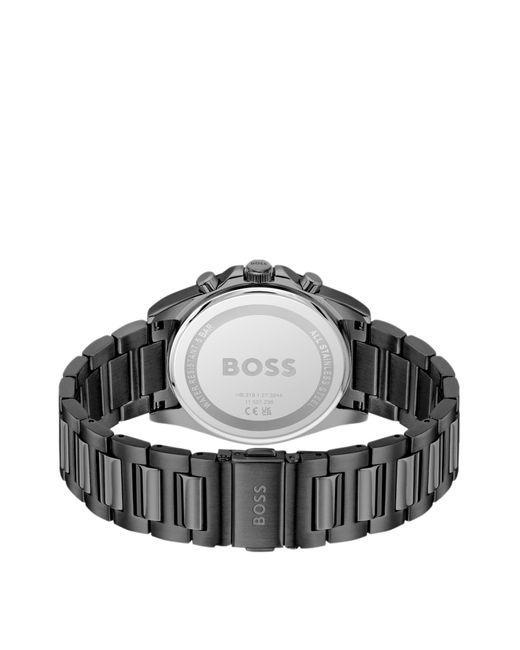 Boss Vernist Chronograaf Horloge Met Blauw Geribbelde Wijzerplaat in het Blue voor heren