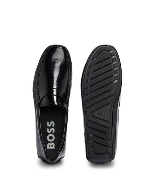 BOSS by HUGO BOSS Patent-leather Portuguese-made Moccasins With Penny ...