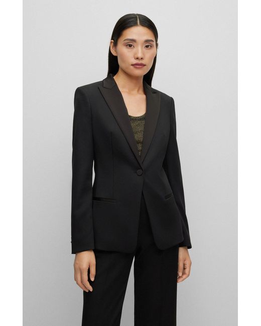Boss Black Slim-fit Tuxedo-style Jacket In Wool