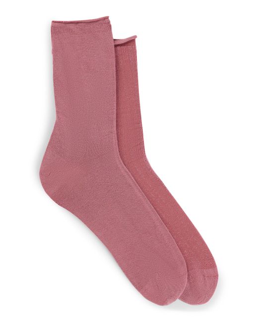 Lot de deux paires de chaussettes courtes en fils stretch Boss en coloris Pink