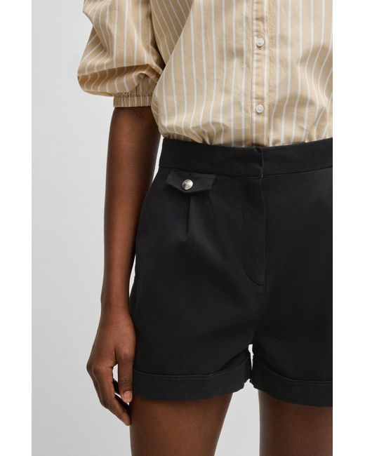 Boss Black A-Linien-Shorts Aus Angerauter Stretch-Baumwolle