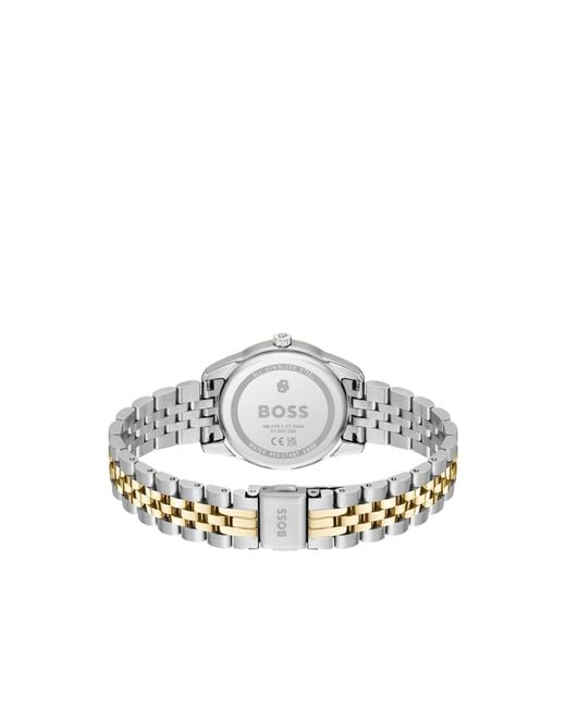 Boss Metallic Graceful Two-Tone Watch With Crystal-Set Bezel