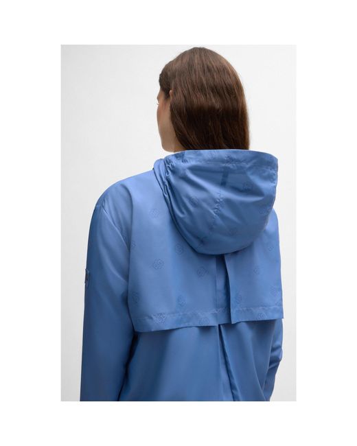 Boss Blue Equestrian Waterproof Rain Jacket With Double B Monogram Motif