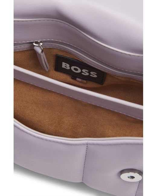Boss Purple Quilted Shoulder Bag With Double B Monogram Hardware