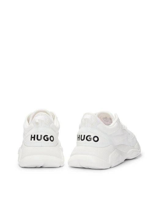 HUGO White Mixed-material Trainers With Contrast Logos