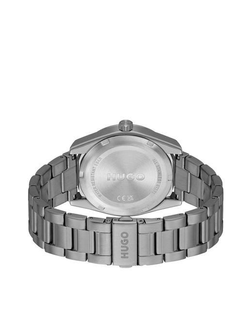 HUGO Gray Link-bracelet Watch With Brushed Grey Dial for men