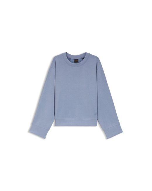 Boss Blue Relaxed-Fit Sweatshirt With Logo Embroidery