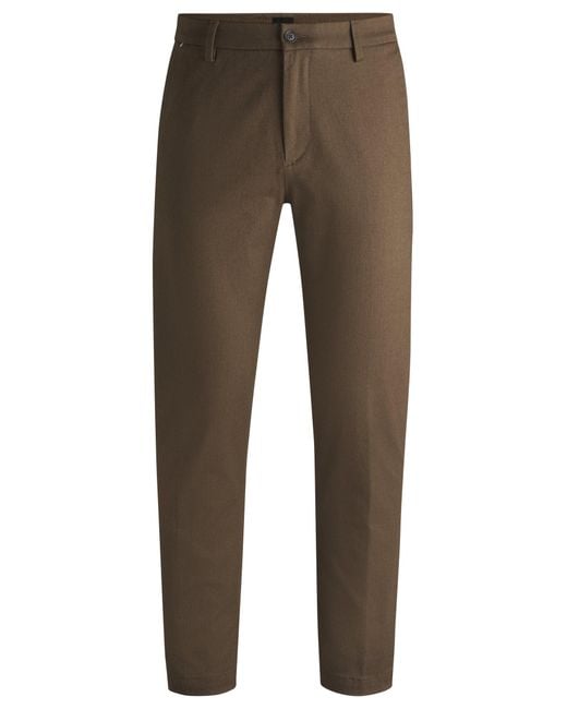 Boss Green Regular-fit Trousers In Mouliné Cotton-blend Twill for men