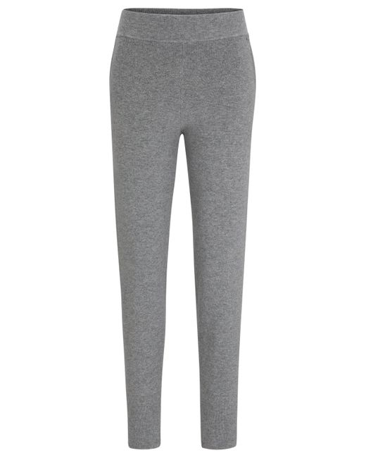 Boss Gray Knitted Trousers In Virgin Wool And Cashmere
