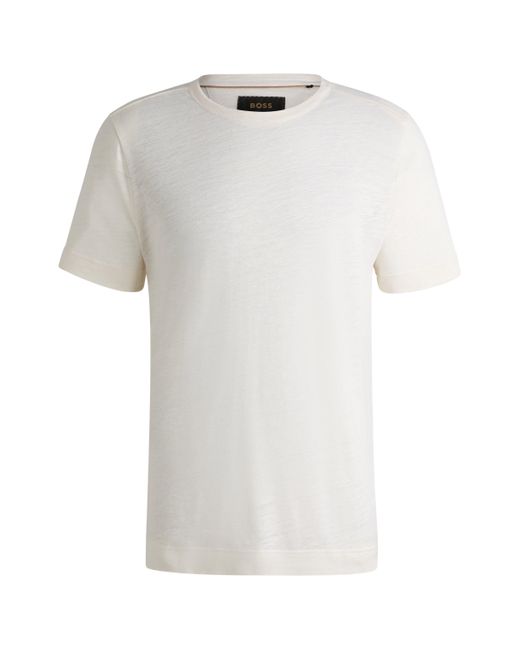 Boss Regular-fit T-shirt Van Linnen En Zijde in het White voor heren