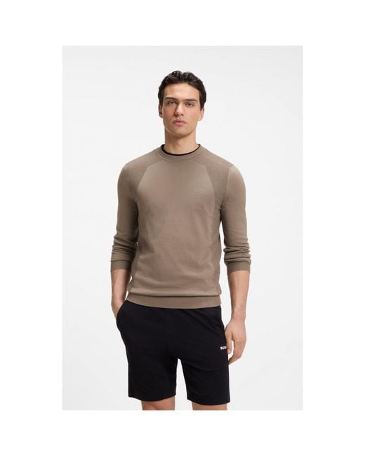 Boss Gray Cotton-Blend Sweater With Bodymapping Structure for men
