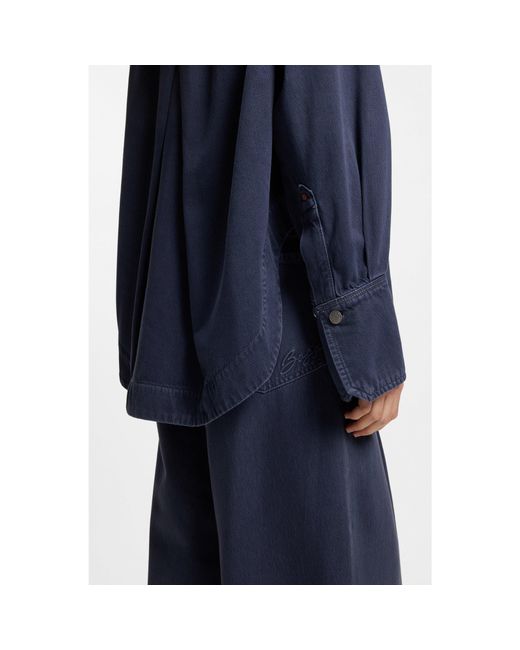 Boss Blue Oversized-Fit Blouse