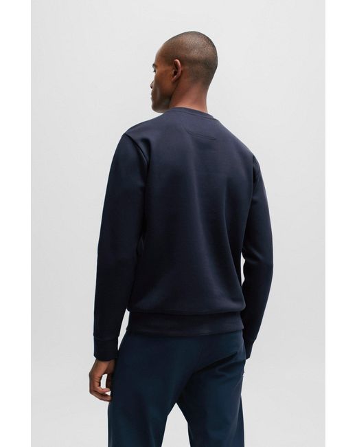 Boss Blue Cotton-blend Sweatshirt With Hd Logo Print for men