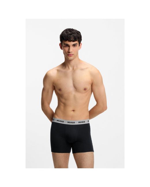 HUGO Black Three-Pack Boxer Briefs for men