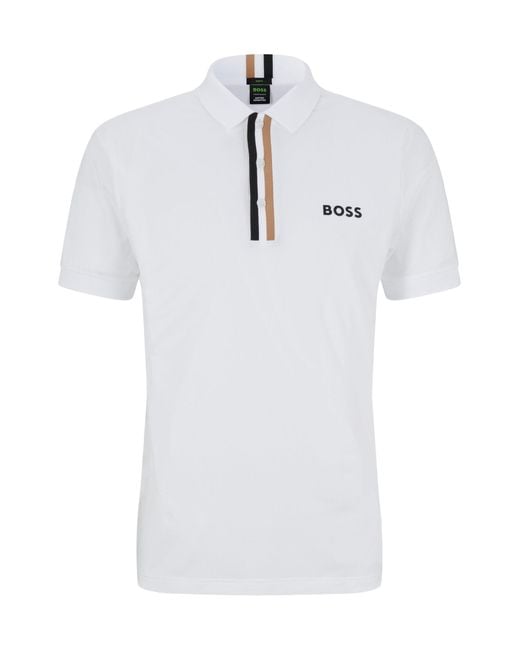 BOSS by HUGO BOSS X Matteo Berrettini Polo Shirt With Signature-stripe ...