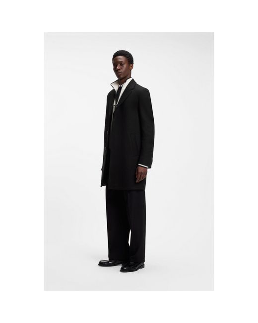HUGO Black Buttoned Coat for men