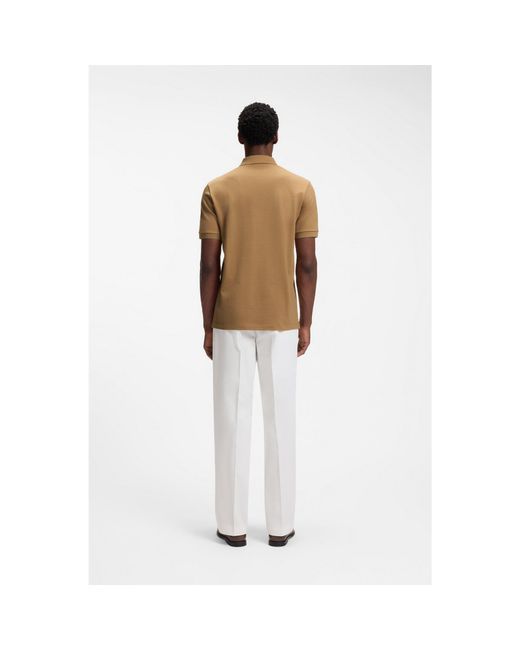 Boss White Regular-Fit Polo With Zip Closure for men
