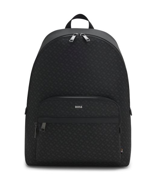 Boss Rucksack Mit Monogrammen Und Folien-Logo-Prägung in Black für Herren