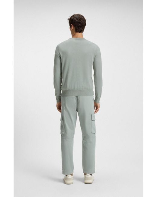 Boss Pullover Aus Baumwolle Und Kaschmir Mit Logo-Label in Gray für Herren