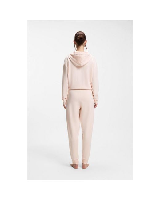 Boss Pink Cuffed Tracksuit Bottoms With Signature-Stripe Drawcord