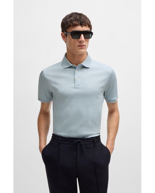Boss Blue Regular-fit Polo Shirt In Mercerised Italian Cotton for men