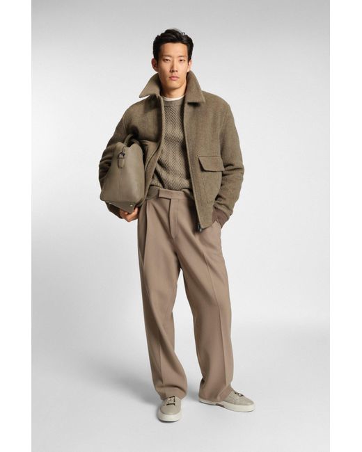 Boss Relaxed-Fit Jas Van Een Alpacamix Met Visgraatpatroon in het Natural voor heren