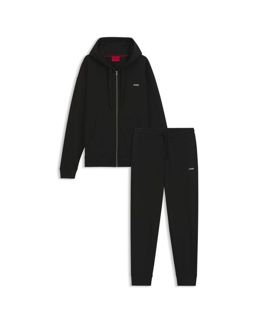 HUGO Black Relaxed-Fit Tracksuit Set for men