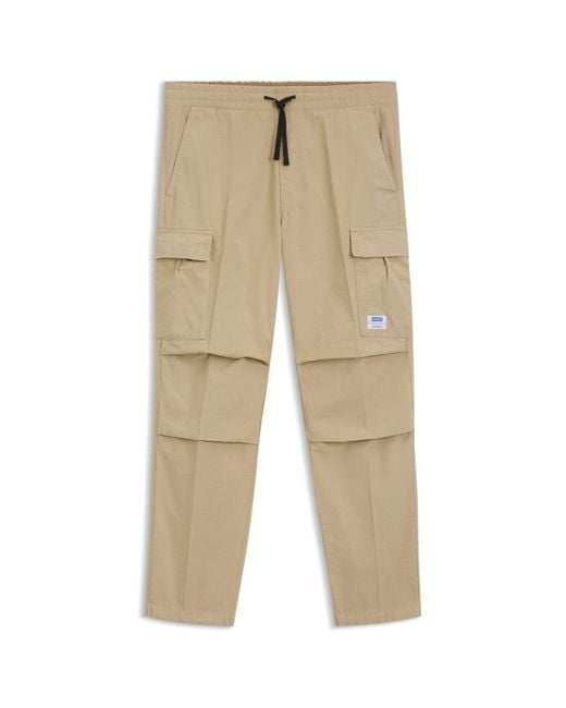 HUGO Natural Relaxed-Fit Cargo Trousers for men