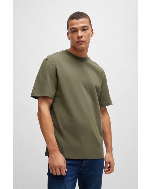HUGO Relaxed-fit T-shirt Van Katoenjersey Met Logoprint in het Green voor heren