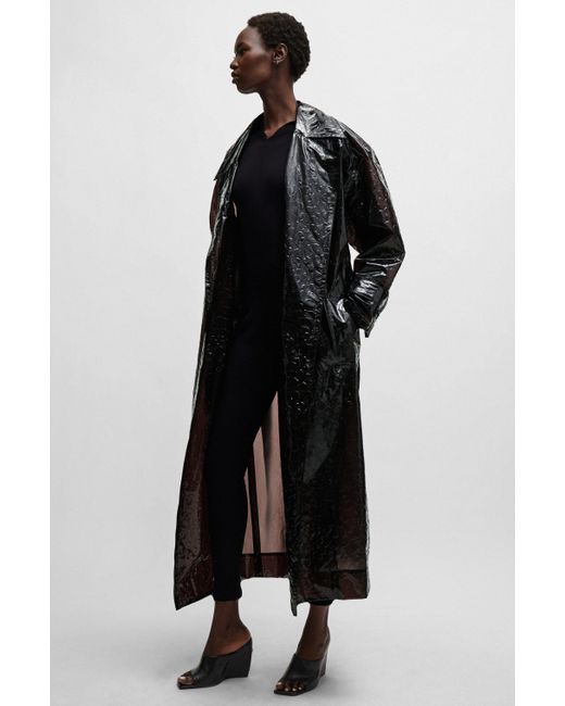 Boss Black Naomi X Oversized Raincoat With Leopard-pattern Eming