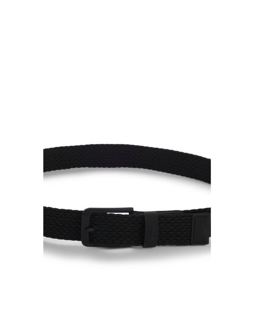 Boss Black Woven Belt With Leather Trims And Logo Detail for men