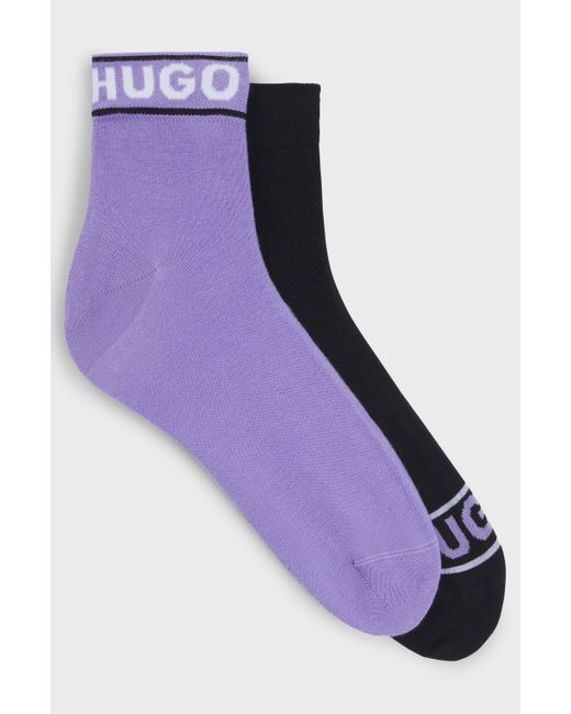 Lot de deux paires de chaussettes courtes avec logos HUGO en coloris Purple