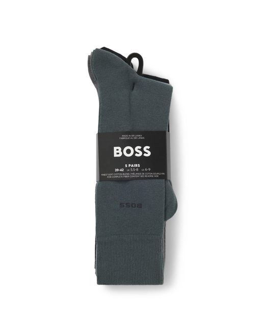 Boss Blue Five-Pack Of Regular-Length Socks for men