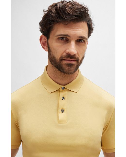 Boss Yellow Regular-fit Polo Shirt In Mercerised Italian Cotton for men