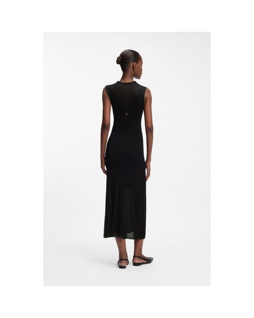HUGO Black Ribbed Dress With Colour-Blocked Effect